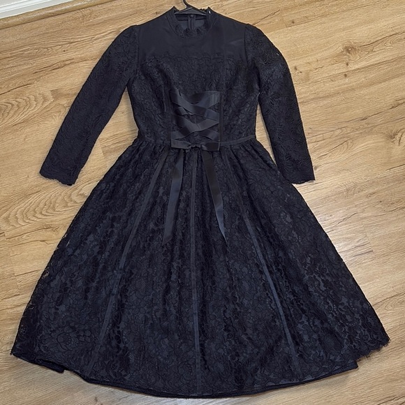 Escada Collective Black Lace Dress Long Sleeves Gothic - Picture 1 of 13